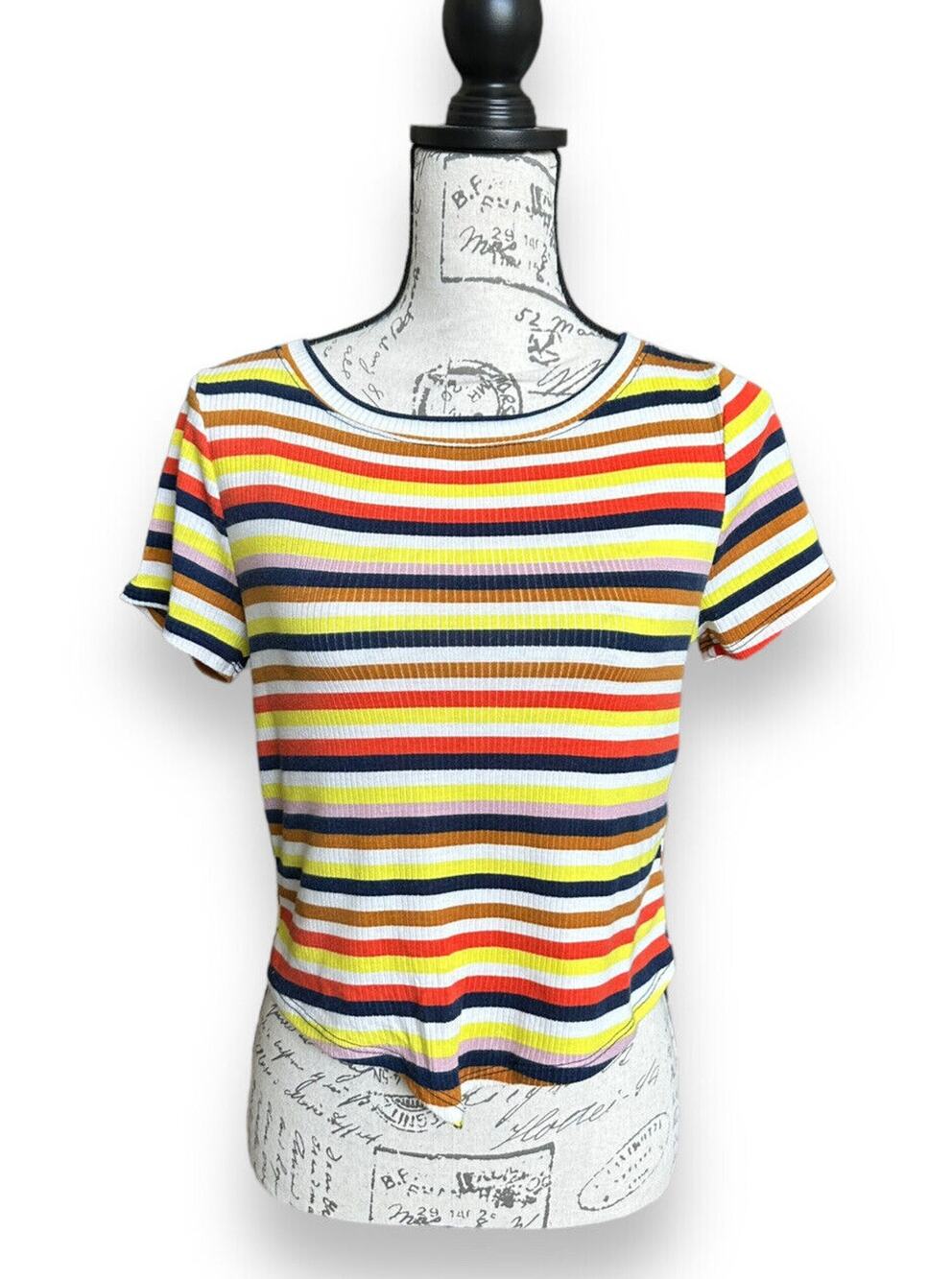 Le Lis Striped Ribbed Crop Top Multicolor Medium